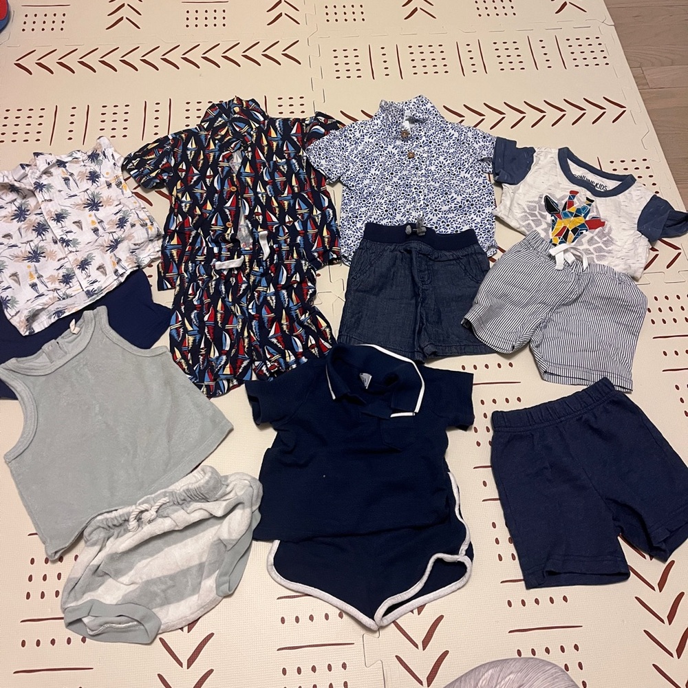 Baby boy lot clothes shirts shorts outfits old navy Tommy Bahamas blue 12 month